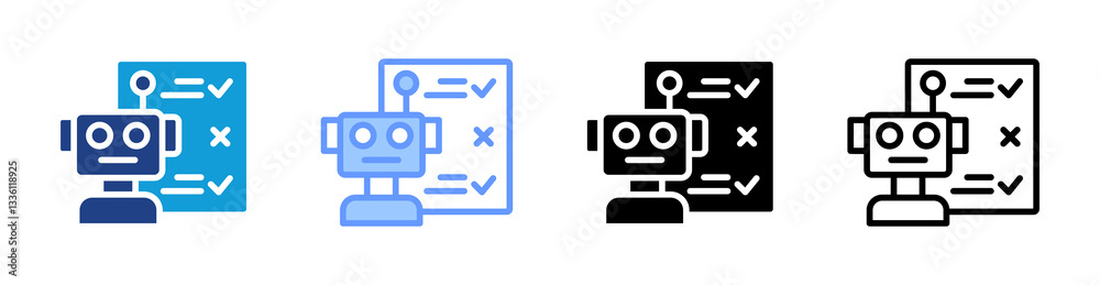 Poster Robotic Testing icon set multiple style collection