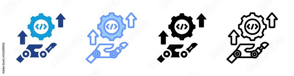Poster Robotic Upgrade icon set multiple style collection