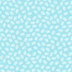 seamless floral pattern with silhouette of palm leaves in blue background 
