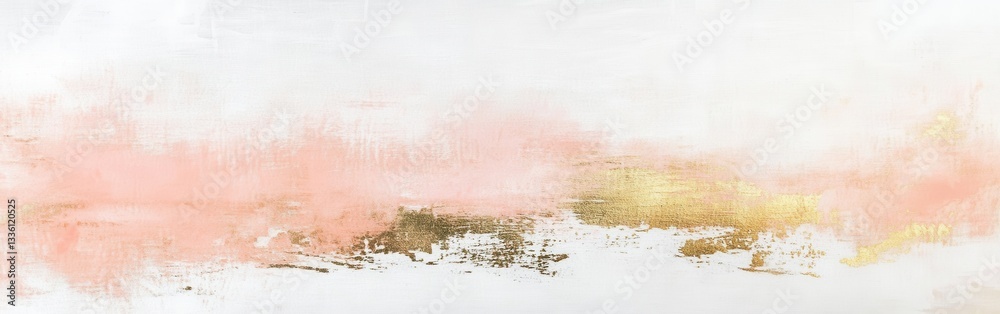 Poster Soft white canvas adorned with subtle pencil marks and delicate color transitions blending pink and gold hues in a tranquil composition