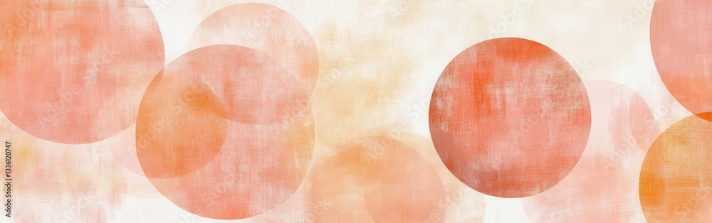 Poster soft pencil strokes create a soothing wash with circular shapes in warm hues of red and orange