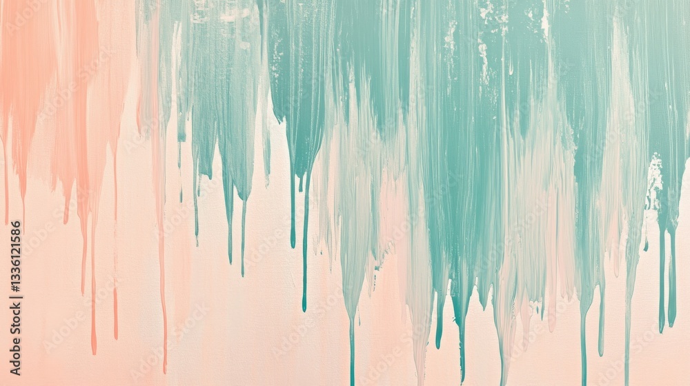 Aufkleber Soft pencil strokes blend with dripping colors creating a serene backdrop for artistic expression in a tranquil environment