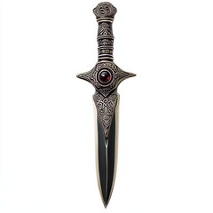 Ornate ceremonial ritualistic athame sacrificial dagger isolated on a white background