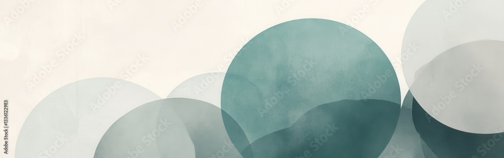 Poster Minimalist pencil strokes create a calming gradient of soft circles in muted tones