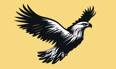 Obraz premium Minimalist Eagle Illustration in Flight - Flat SVG Vector Design for Graphic Resources