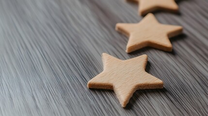 Wooden Star on Rustic Background with Minimalist Design and Copy Space
