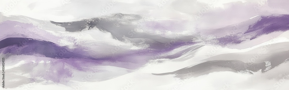 Poster elegant gray and purple strokes create a serene landscape of abstract art with soft tonal contrasts 