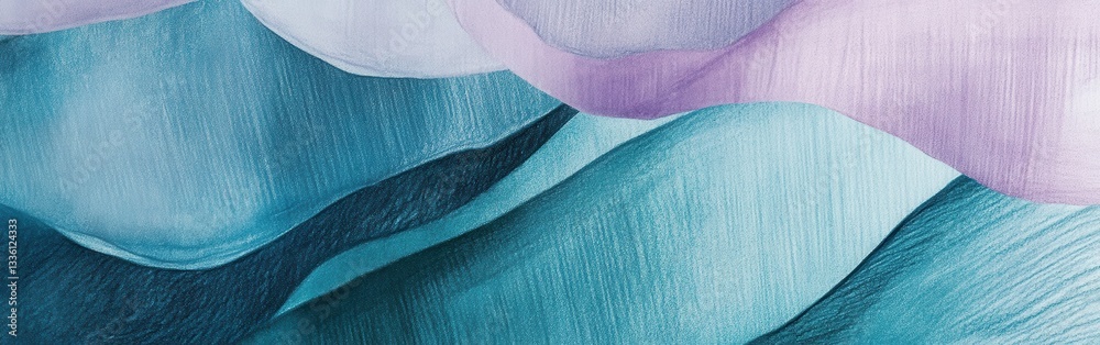 Poster Layers of elegance in muted teal create a tranquil and artistic atmosphere with soft strokes and flowing shapes
