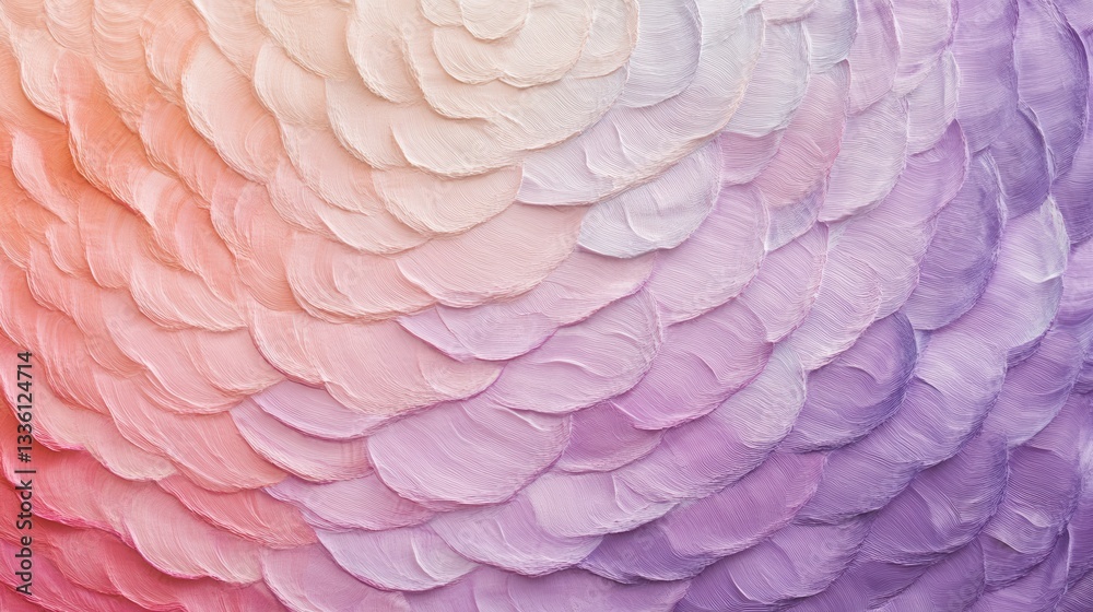 Poster elegant pastel lavender to coral gradient artwork with soft, layered petals creating a serene visual
