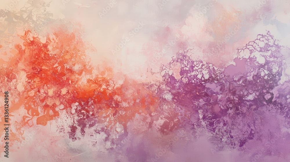 Aufkleber Elegant pastel coral and lavender abstraction creating a harmonious blend of soft colors in a tranquil setting