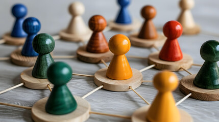 Connected by Collaboration: Abstract representation of individuals interconnected in a network, symbolizing the power of teamwork, business, and social structures.
