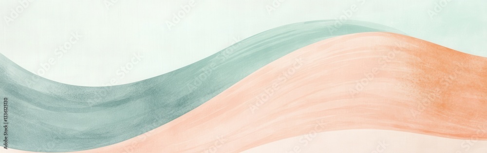 Poster elegant arcs of pencil strokes create a soothing abstract composition in muted peach and green tones