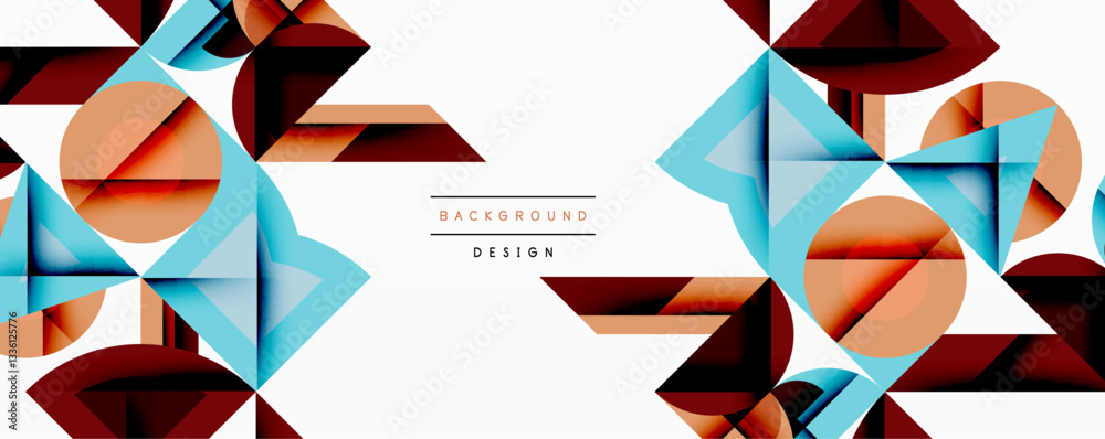 Aufkleber Minimal geometric abstract background. Circle square and triangle design