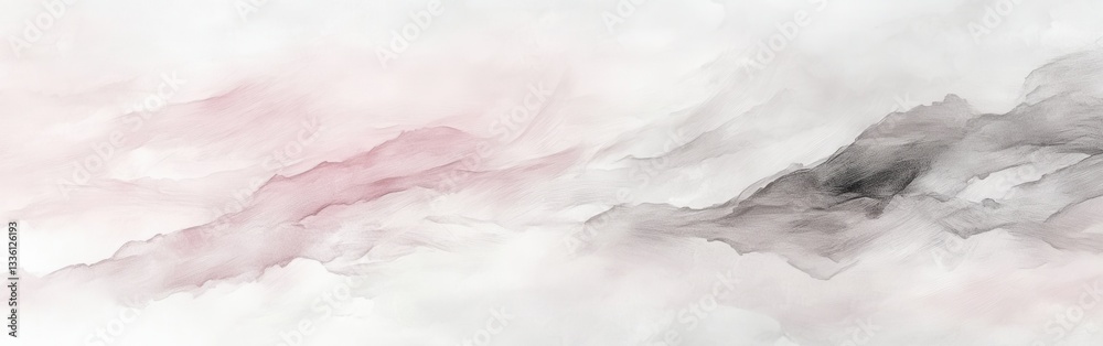 Poster abstract pencil strokes creating a serene wash of muted pink against a soft gray backdrop in a minim