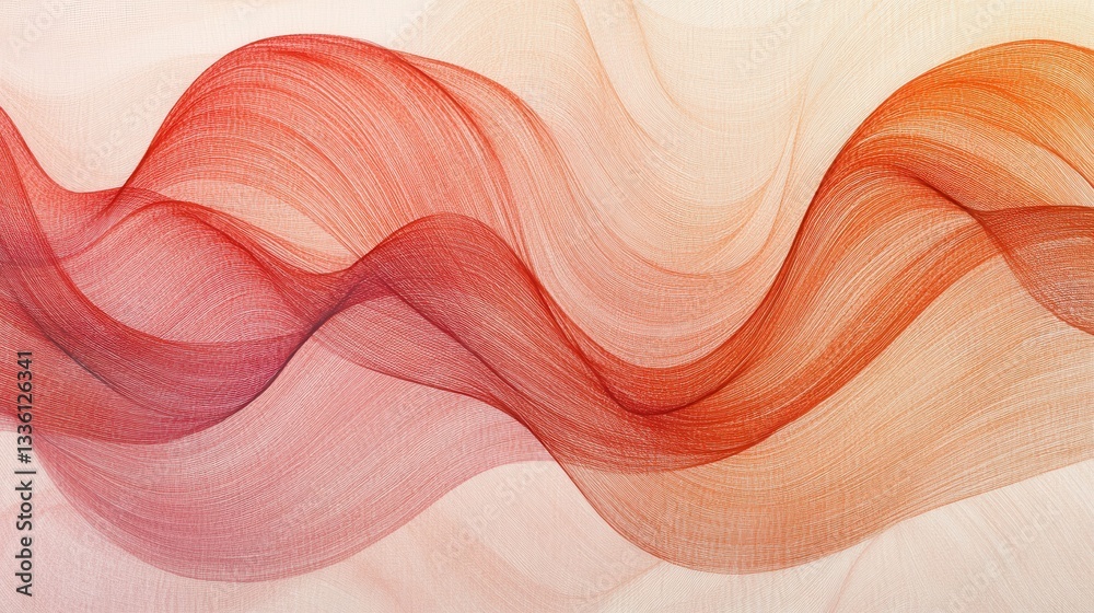 Aufkleber gentle wavy abstract pencil strokes create a serene atmosphere with soft transitions of warm hues