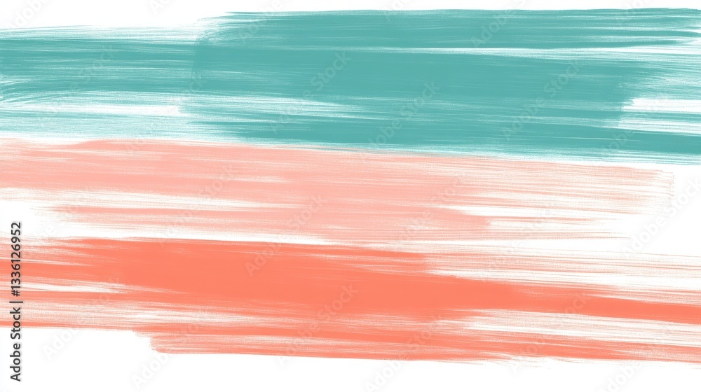 Poster abstract composition created with pencil strokes in mint green and coral colors, showcasing unique p