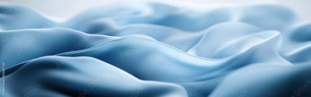 Fototapete Monochromatic blue abstract pattern creates fluid waves and textures in soft fabric design
