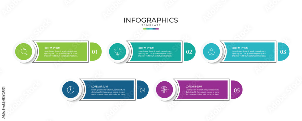 Wall mural timeline infographic design element and number options. business concept with 5 steps.