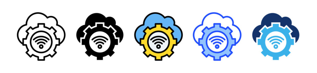 Cloud Technology Icon Set With Multiple Style Collection