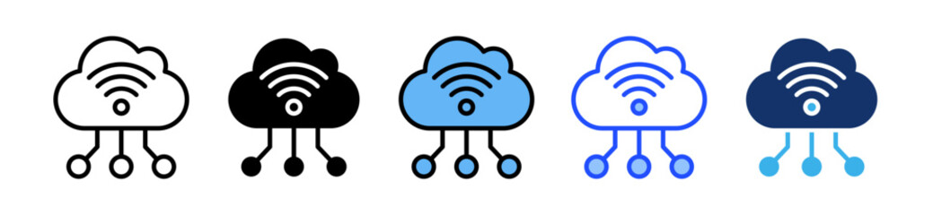Cloud Computing Icon Set With Multiple Style Collection