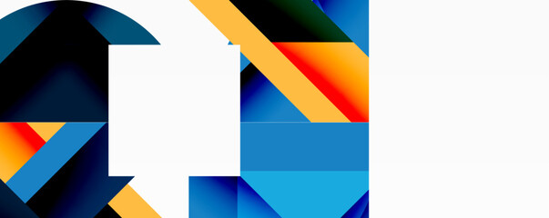 Circles, semi circles, squares and round triangles. Geometric mosaic style pattern abstract background for wallpaper, banner, backdrop, card, book Illustration, landing page