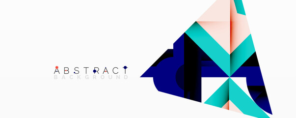 Abstract geometric artwork with interwoven angular and curved shapes, dynamic composition with smooth gradients and bold contrasts