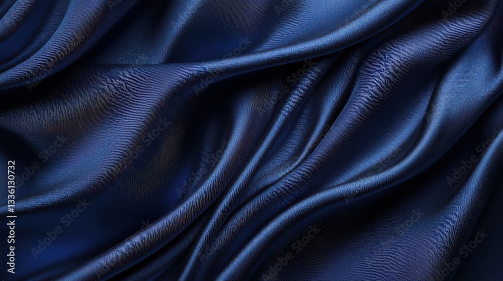 Poster Deep navy blue satin with flowing texture creates a luxurious backdrop for various design elements and decorations