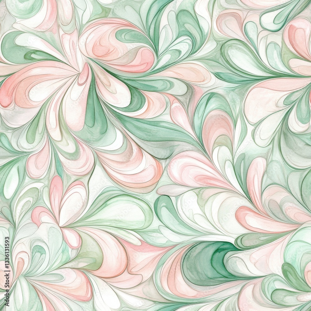 Aufkleber delicate watercolor doodles create a peaceful atmosphere with swirling patterns in soft pink and gre