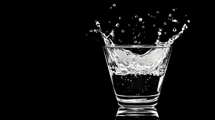 Pouring Crystal Clear Water Splash Captured in Slow Motion Emphasizing Motion and Fluidity