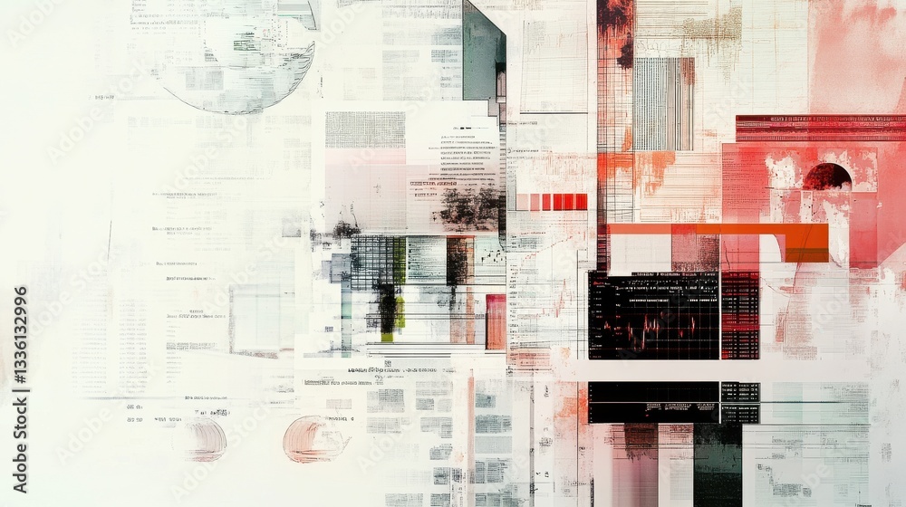 Poster Comprehensive layout of financial documents showcasing data visualization techniques and analytical insights