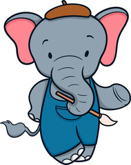 Adorable Cartoon Elephant Artist Character