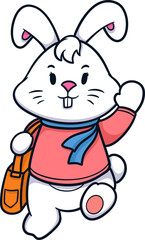 Cartoon Bunny Character with Bag
