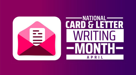 National Card and Letter Writing Month background banner or poster design template. observed every year in  April. Holiday concept. Use to any Template, card, poster, placard, template.