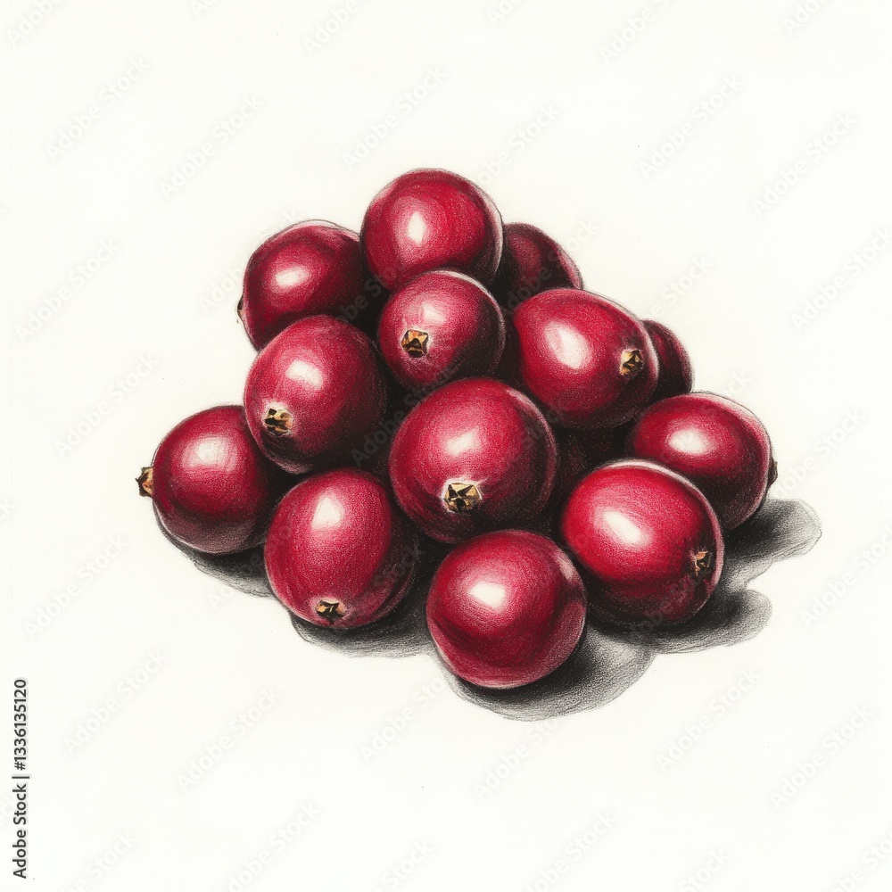 Poster handful of fresh cranberries displaying smooth surfaces ready for culinary use in autumn harvest