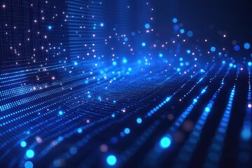 Abstract Blue Digital Wave Data Flow Network Technology,