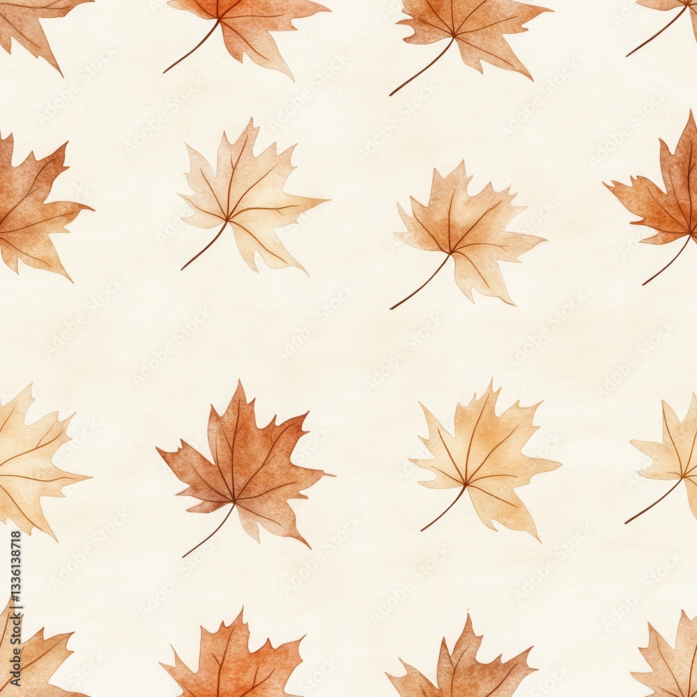 Aufkleber watercolor doodle of autumn leaves creating a calming atmosphere in a light background