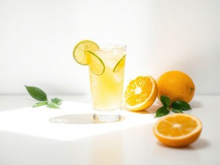 Fototapeta premium Refreshing Iced Citrus Drink with Oranges and Limes