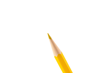 A classic yellow pencil with a sharpened tip, isolated on a white background. Perfect for office, school, and writing concepts. Generative AI