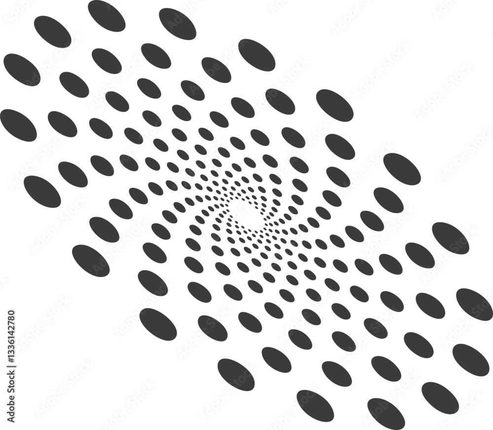 Poster abstract dotted round with spiral pattern. circular graphic. swirl circle shape with halftone effect