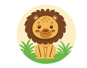 Vector drawing of a lion for illustration of children's publications