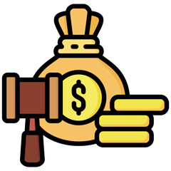 Justice icon in Flat Color Style With Outline. Simple Vector Design. Simple Vector Flat Icon