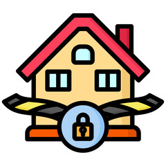 Foreclosure icon in Flat Color Style With Outline. Simple Vector Design. Simple Vector Flat Icon