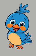 Friendly Blue Bird with Orange Beak and Feet - Vector Graphic for Playful and Heartwarming Projects

