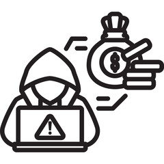 Cybercrime icon in Outline Style. Simple Vector Design. Simple Vector Outline Icon