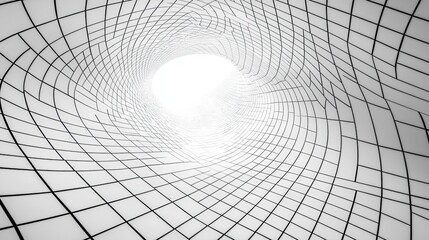 Abstract black and white framework with curving lines offering dynamic geometric perspective