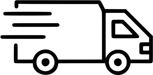 Delivery van in outline icon style, Transportation and logistics theme.