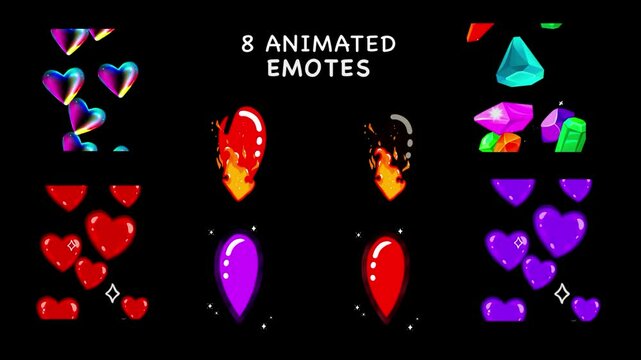 Animated hearts set, different design elements