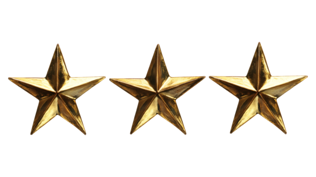 Set of Golden Decorative Stars in Various Shapes and Designs for Holiday and Festive Decor, Suitable for Home, Party, or Event Styling and Creative Projects isolated on white background