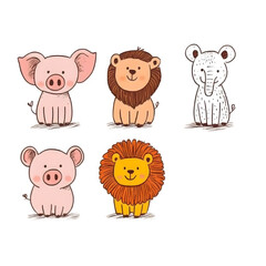 Obraz premium Cute animal illustrations