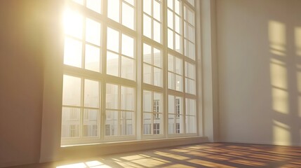 Obraz premium Blank wall in bright office mockup with large